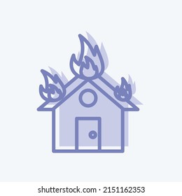 Icon House on Fire. suitable for disasters symbol. two tone style. simple design editable. design template vector. simple symbol illustration