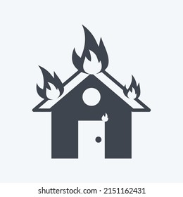 Icon House on Fire. geeignet für Katastrophensymbol. Glyph-Stil. einfaches Design bearbeitbar. Designvorlage, Vektor. einfache Symbolillustration