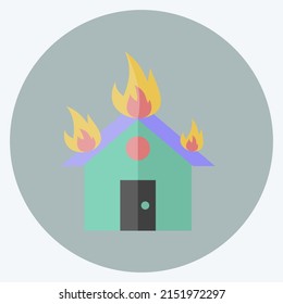 Icon House on Fire. suitable for disasters symbol. flat style. simple design editable. design template vector. simple symbol illustration