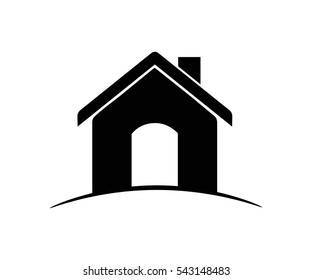 Icon house with open doors. Welcome. Vector.