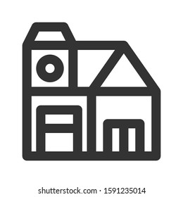 Icon house in outline style. vector illustration and editable stroke. Isolated on white background.