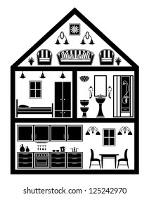 Icon of house with planning. vector