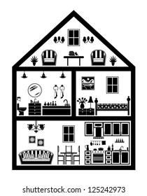 Icon of house with planning. vector