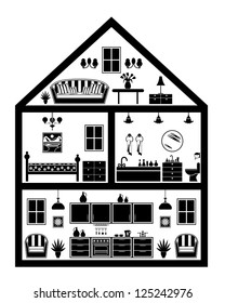 Icon of house with planning. vector