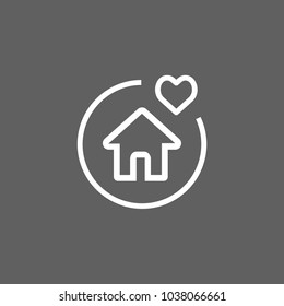 Icon of house property. Heart, dwelling, protection. Life conditions concept. Can be used for topics like property insurance, real estate, mortgage 
