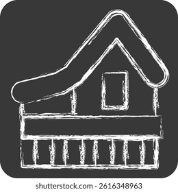 Icon House. related to Kazakhstan symbol. chalk Style. design editable
