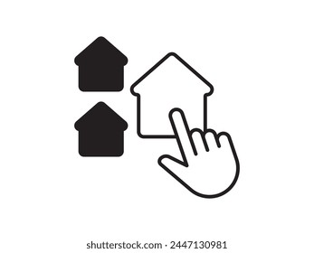 Icon a house representation, isolated against a clean background. This simple vector symbol evokes a sense of warmth and security, embodying the concept of home.