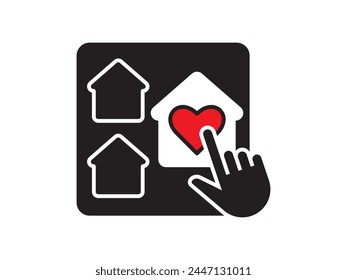 Icon a house representation, isolated against a clean background. This simple vector symbol evokes a sense of warmth and security, embodying the concept of home.