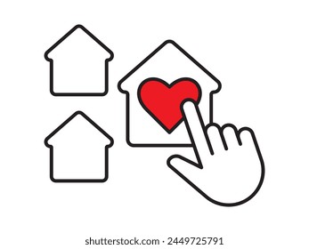 Icon a house representation, isolated against a clean background. This simple vector symbol evokes a sense of warmth and security, embodying the concept of home.