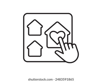Icon a house representation, isolated against a clean background. This simple vector symbol evokes a sense of warmth and security, embodying the concept of home.