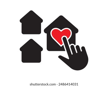 Icon a house representation, isolated against a clean background. This simple vector symbol evokes a sense of warmth and security, embodying the concept of home.