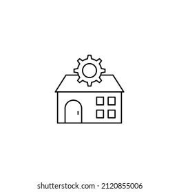 Icon house and setting. Installing a smart home.. Commercial line vector icon for websites and mobile minimalistic flat design.
Workshop Icon
