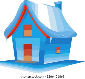Icono De La Casa Que Se Muestra En Invierno Separado En Blanco. Arte vectorial hecho a mano.