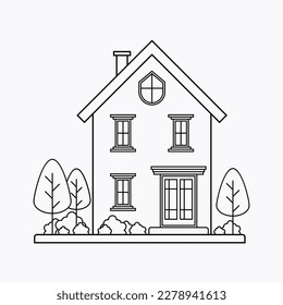 icon house vector design illustration line art