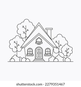 icon house vector design illustration line art