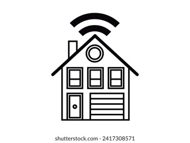 Icon of a house with wifi signal.
