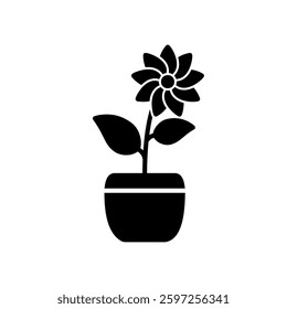 Icon of a houseplant in a pot with many leaves
