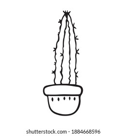 Icon of a houseplant. Vector image for coloring. Image hand-drawn in a linear style. On a white background.