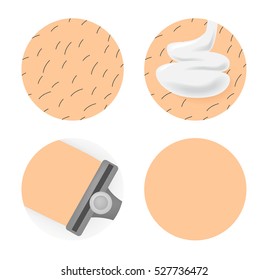 Icon of how to Shaving on skin . 4 steps vector