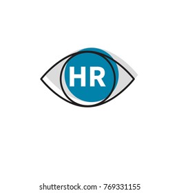 Icon HR. Logo human resources. Human resources. Department. Eye with letters HR. Vector illustration