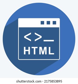 Icon HTML. suitable for Programming symbol. long shadow style. simple design editable. design template vector. simple symbol illustration