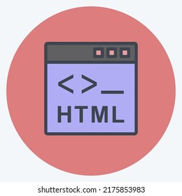 Icon HTML. suitable for Programming symbol. color mate style. simple design editable. design template vector. simple symbol illustration