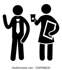 Icon of human avatar having coffee break