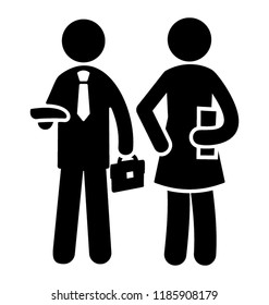 Icon of a human avatar having files depicting business discussion