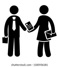 Icon of human avatar sharing resources with his colleague