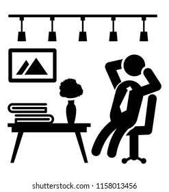 
Icon of human avatar sitting on a chair and relaxing
