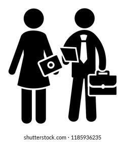 Icon of human avatars discussion something depicting administration