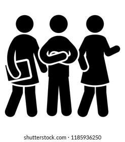 Icon of  human avatars having copies in their hand depicting office staff 