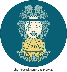 icon of human barbarian with natural twenty dice roll
