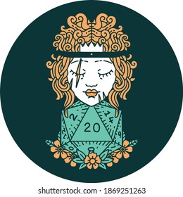 icon of human barbarian with natural twenty dice roll