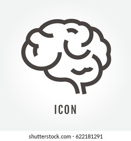icon Human Brain illustration isolated sign symbol thin line for web, modern minimalistic flat design vector on white background and logo. Symbol