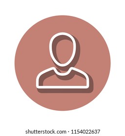 Icon human contour with shadow on pink background round shape
