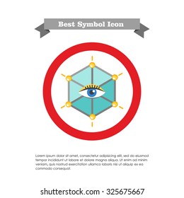 Icon of human eye in hexagon 