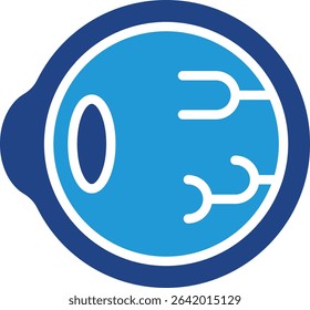 The icon of a human eyeball, serves to communicate information related to vision and eye health.

