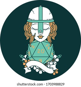 icon of human fighter with natural twenty dice roll