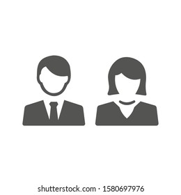 Icon Human Figure working people business man and woman avatar black and white
