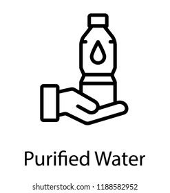 Icon of a human hand having a water bottle