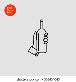 Icon of human hand holding bottle