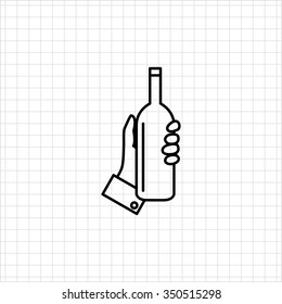 Icon of human hand holding bottle