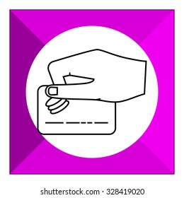 Icon of human hand holding credit card