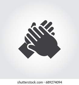 Icon of human hands applause. Symbol of ovation, cheers, clapping. Simple black flat pictogram. Vector illustration for websites, mobile apps, games and other design projects