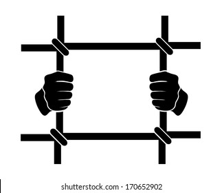 icon human hands behind bars