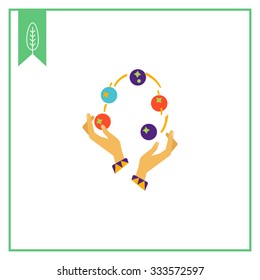 Icon of human hands juggling with balls