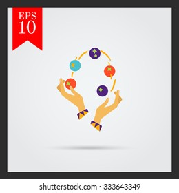 Icon of human hands juggling with balls