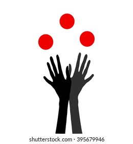 Icon Of Human Hands Juggling With Balls