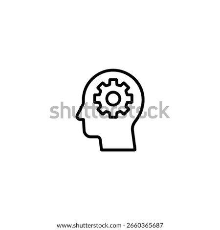 An icon of a human head in profile with a single gear inside representing logic mechanical thinking or an engineering mindset.